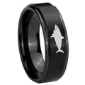 10mm Shark Step Edges Brush Black Tungsten Men's Promise Rings