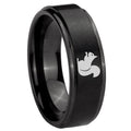8mm Squirrel Step Edges Brush Black Tungsten Bands Ring