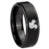 10mm Squirrel Step Edges Brush Black Tungsten Men's Promise Rings