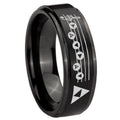 8mm Ocarina Songs Zelda Step Edge Black Tungsten Male Ring