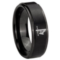 8mm Lineman Symbol Step Edge Black Tungsten Male Ring