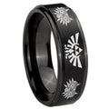 8mm Zelda Majora's Mask Step Edge Black Tungsten Male Ring