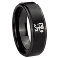 10mm Hatchet Woman Step Edges Brush Black Tungsten Men's Promise Rings