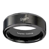 8mm-LA-Dogers-MLB-Baseball-Step-Edges-Brush-Black-Tungsten-Mens-Engagement-Band