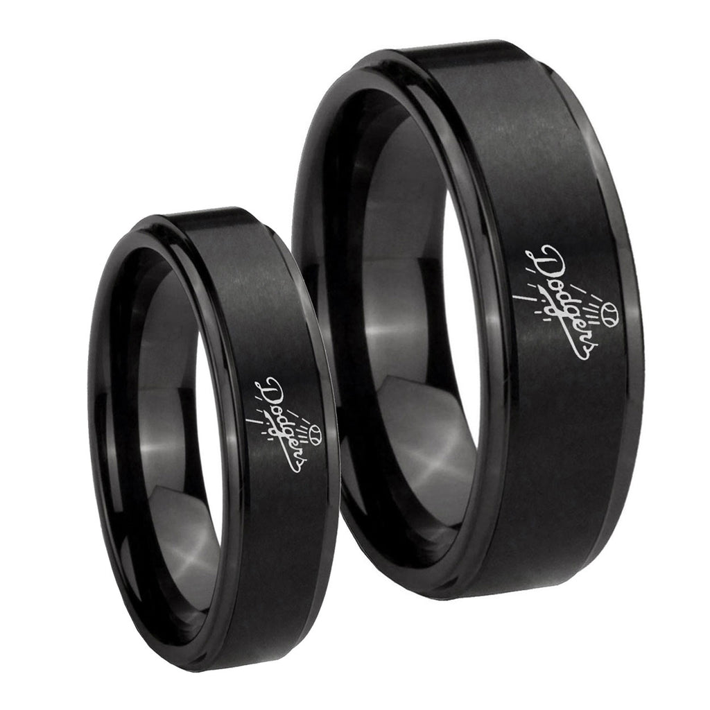 LA Dogers MLB Baseball Step Edges Brush Black Tungsten His and Hers