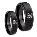Masonic Shriners Step Edges Brush Black Tungsten Couple Rings