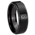 8mm Army Airborn Step Edges Brush Black Tungsten Ring