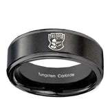 8mm-Clone-Trooper-Step-Edges-Brush-Black-Tungsten-Carbide-Men's-Ring