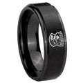 8mm Clone Trooper Step Edges Brush Black Tungsten Men's Ring