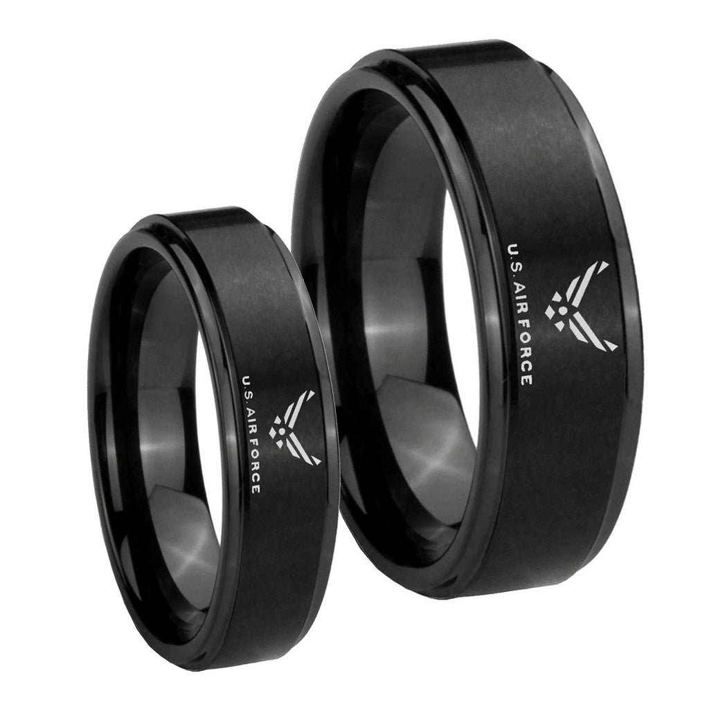 Step Edge US Air Force Black Tungsten His and Hers