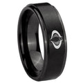 8mm Cobra Step Edges Brush Black Tungsten Ring Personalized