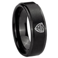 10mm Zelda Hylian Shield Step Edges Brush Black Tungsten Wedding Bands Ring