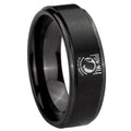 10mm Military Pow Step Edges Brush Black Tungsten Wedding Engraving Ring