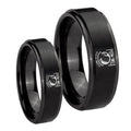 Military Pow Step Edges Brush Black Tungsten Mens Set Ring