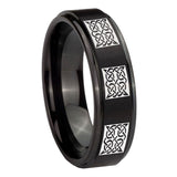10mm-Multiple-Celtic-Step-Edges-Brush-Black-Tungsten-Carbide-Bands-Ring