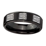 10mm-Multiple-Celtic-Step-Edges-Brush-Black-Tungsten-Carbide-Bands-Ring