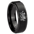 8mm Dragon Step Edges Brush Black Tungsten Ring for Men