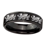 8mm-Multiple-Dragon-Step-Edges-Brush-Black-Tungsten-Carbide-Men's-Wedding-Ring