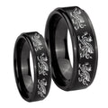 Multiple Dragon Step Edges Brush Black Tungsten Couple Rings