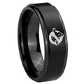10mm Ghostbusters Step Edges Brush Black Tungsten Carbide Custom Ring for Men