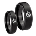 Ghostbusters Step Edges Brush Black Tungsten Couple Wedding Rings