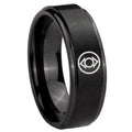 8mm Indigo Lanterns Step Edge Black Mens Wide Wedding Bands