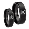 Step Edge Mass Effect Black Tungsten His Hers Ring Set