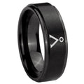 10mm Stargate Step Edges Brush Black Tungsten Carbide Engraved Ring