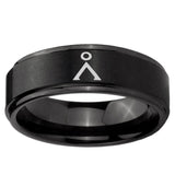 5, 8mm Stargate Step Edge Brush Black Tungsten Ring