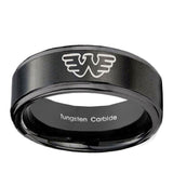 10mm-Waylon-Jennings-Step-Edges-Brush-Black-Tungsten-Carbide-Men's-Band-Ring