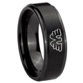10mm Waylon Jennings Step Edges Brush Black Tungsten Carbide Men's Band Ring