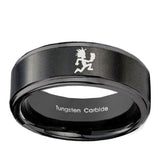 8mm-Hatchet-Man-Step-Edges-Brush-Black-Tungsten-Carbide-Anniversary-Ring