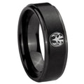 10mm Love Power Rangers Step Edges Brush Black Tungsten Men's Bands Ring