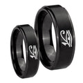 Seeing Eye Step Edges Brush Black Tungsten His And Hers Ring