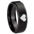 10mm Step Edges Zelda Heart Black IP Tungsten Carbide Men's Ring