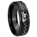 10mm Deer Hunting Step Edges Brush Black Tungsten Men's Promise Rings