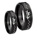 Deer Hunting Step Edges Brush Black Tungsten Wedding Set Ring
