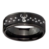 10mm-Deer-Antler-Step-Edges-Brush-Black-Tungsten-Men's-Promise-Rings