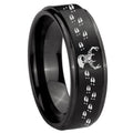 10mm Deer Antler Step Edges Brush Black Tungsten Men's Promise Rings