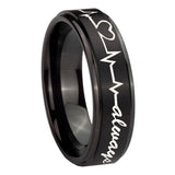 10mm-Heart-Beat-forever-Heart-always-Step-Edges-Brush-Black-Tungsten-Bands-Ring