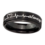 10mm-Heart-Beat-forever-Heart-always-Step-Edges-Brush-Black-Tungsten-Bands-Ring