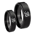 Om Aum Yoga Step Edges Brush Black Tungsten Couple Band Set