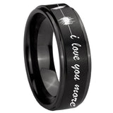 8mm Sound Wave I love you more Step Edges Brush Black Tungsten Promise Ring