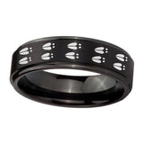 10mm-Deer-Tracks-Step-Edges-Brush-Black-Tungsten-Carbide-Rings-for-Men
