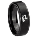 8mm Deer Hunting Step Edges Brush Black Tungsten Mens Ring