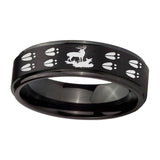 10mm-Deer-Hunting-Tracks-Step-Edges-Brush-Black-Tungsten-Wedding-Band-Ring