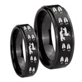 Deer Hunting Tracks Step Edges Brush Black Tungsten Couple Rings