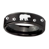 10mm-Bear-and-Paw-Step-Edges-Brush-Black-Tungsten-Wedding-Engraving-Ring