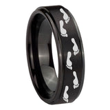 10mm-Foot-Print-Step-Edges-Brush-Black-Tungsten-Carbide-Anniversary-Ring