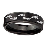 10mm-Foot-Print-Step-Edges-Brush-Black-Tungsten-Carbide-Anniversary-Ring